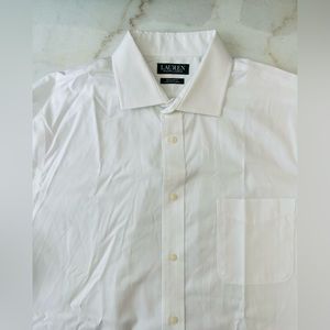 alph Lauren Men's Regular-Fit White Stretch Dress Shirt Size L  16.5 34/35.